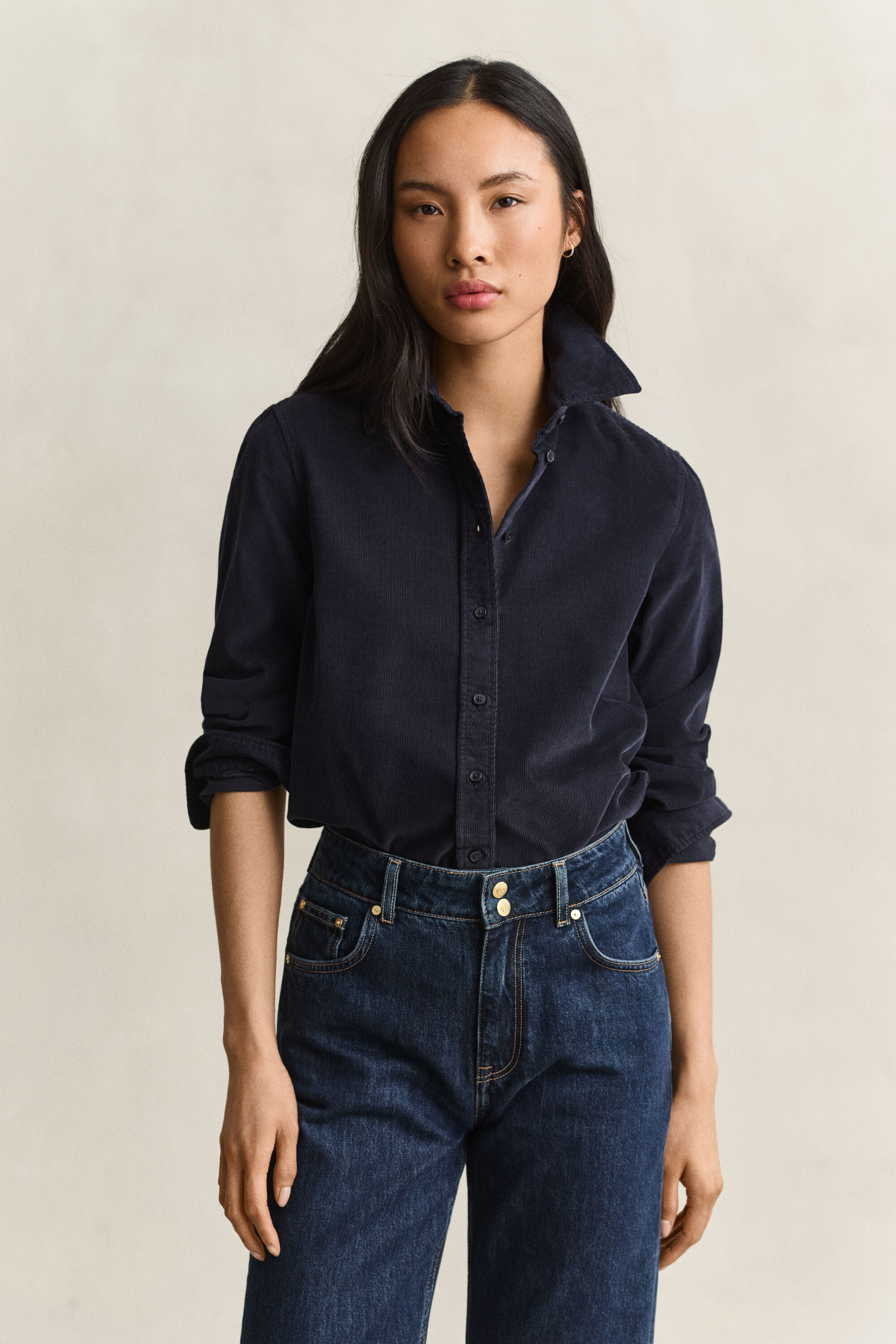 Chemise regular en velours côtelé