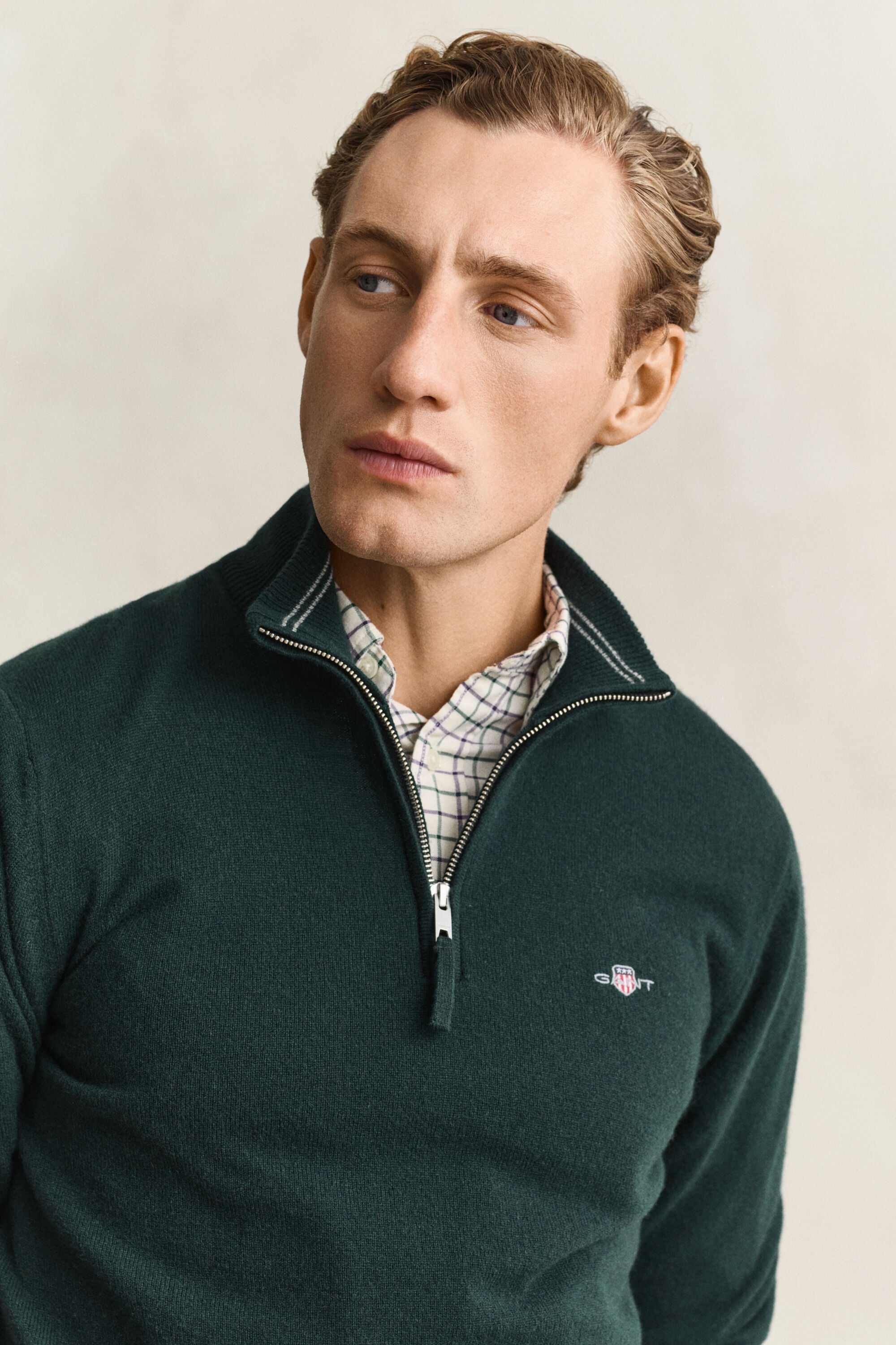 Pull à demi-zip en laine d’agneau