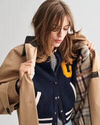 Car Coat met leren kraag