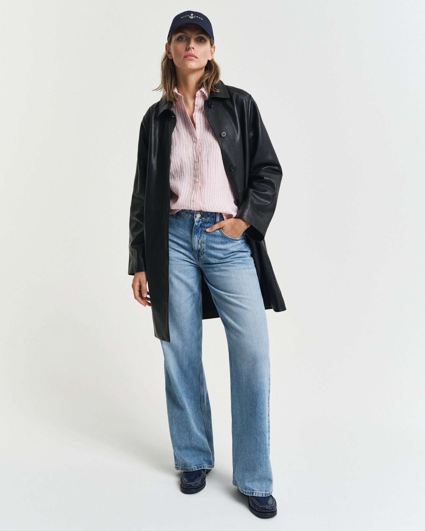 Chemise regular fit en lin à rayures