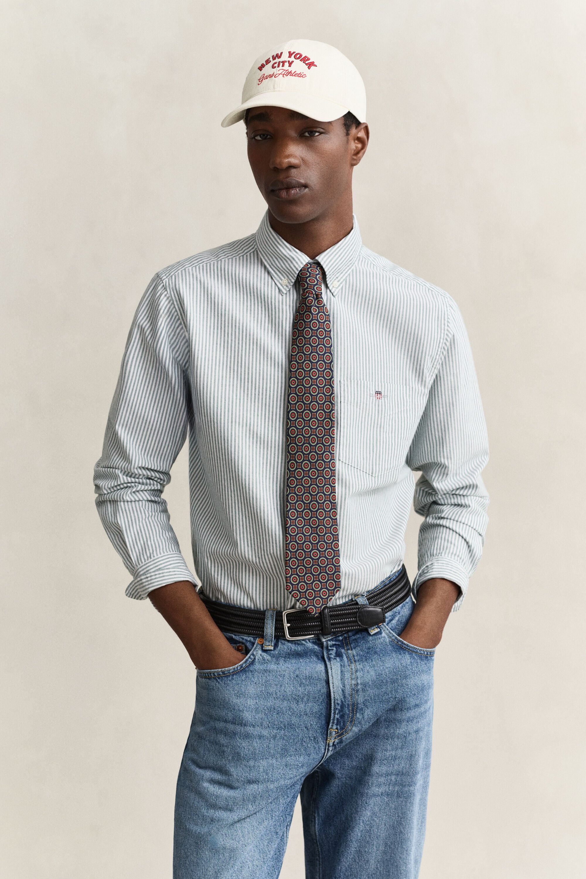 Classic Regular gestreept Oxford-hemd