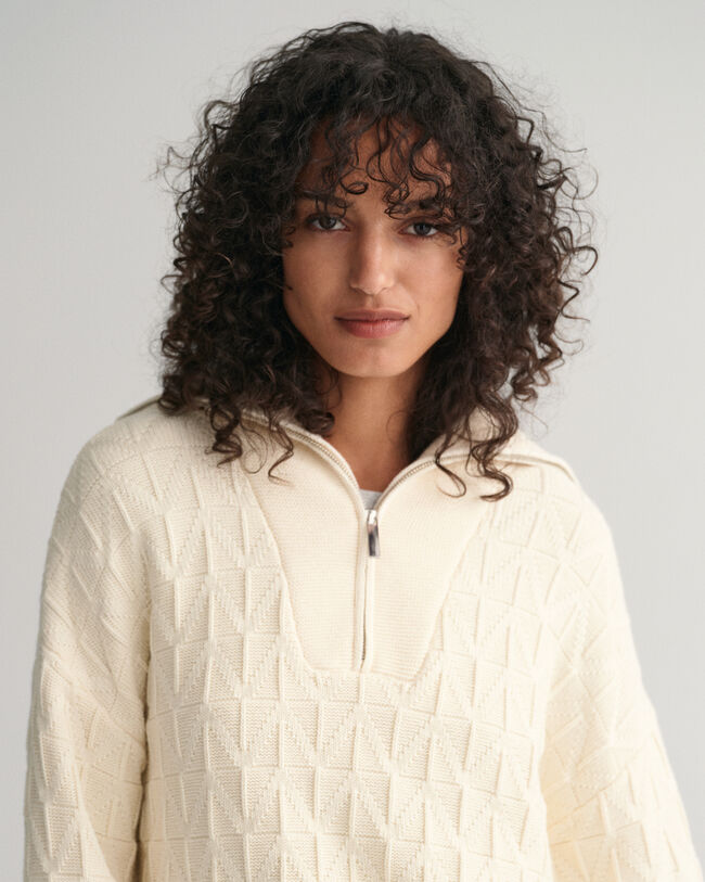 Trui met visgraatmotief en korte rits