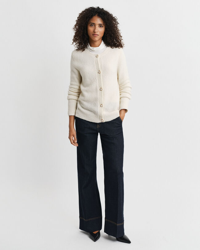 Bouclé vest met ronde hals