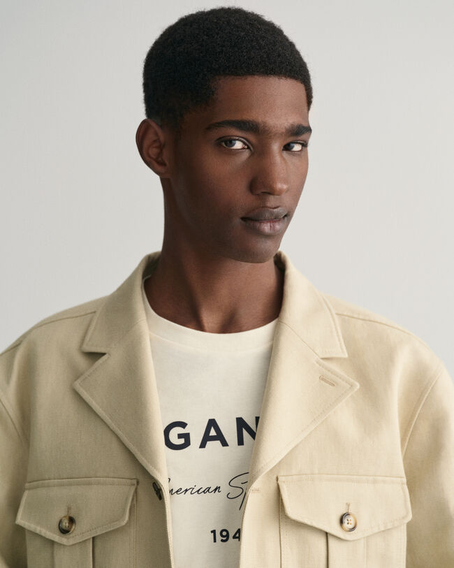 Veste de costume relaxed fit en coton et lin