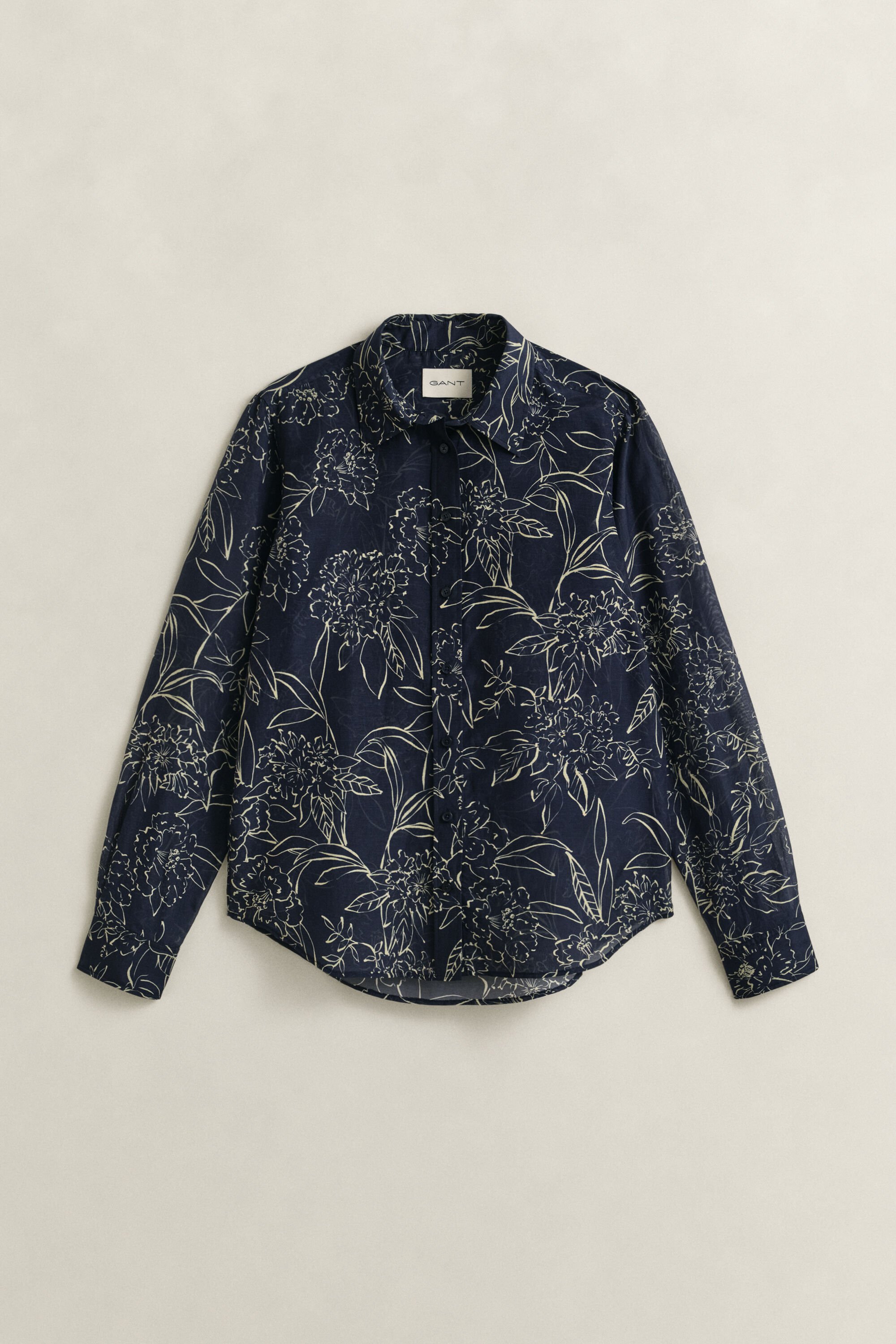 Regular Fit hemd met bloemenprint van katoen en zijde