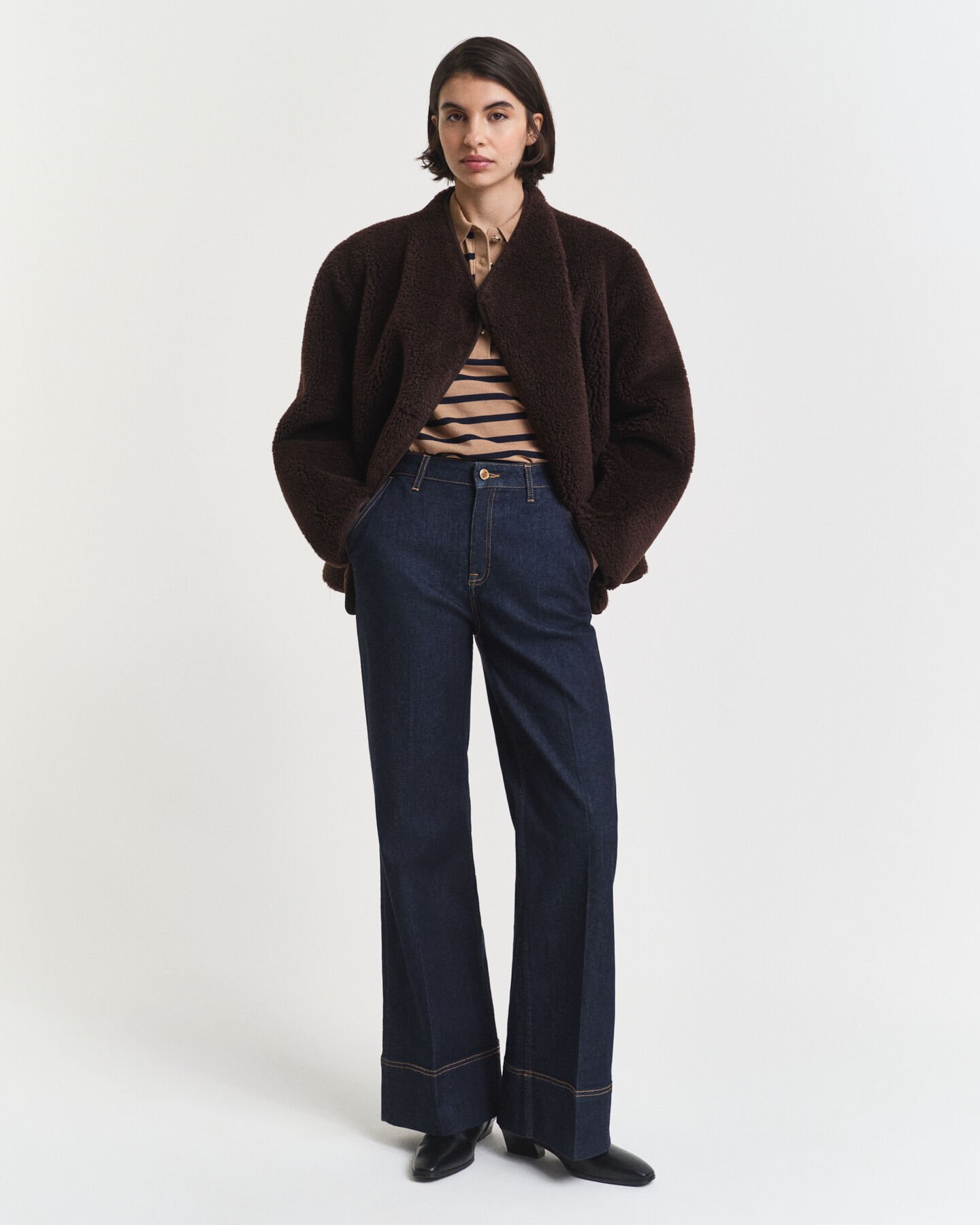 Polo en coton piqué à manches longues Breton Striped