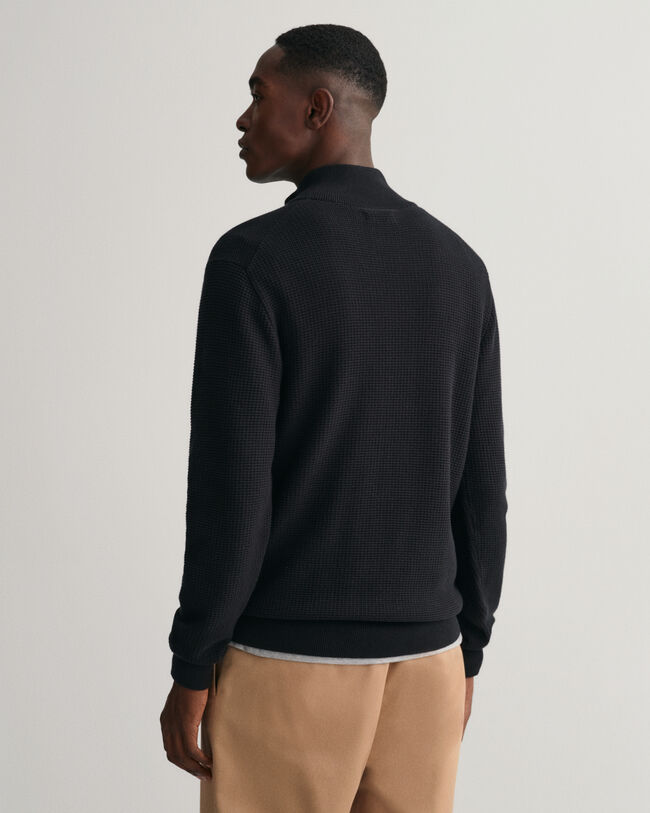Pull &agrave; demi-zip en coton Textured