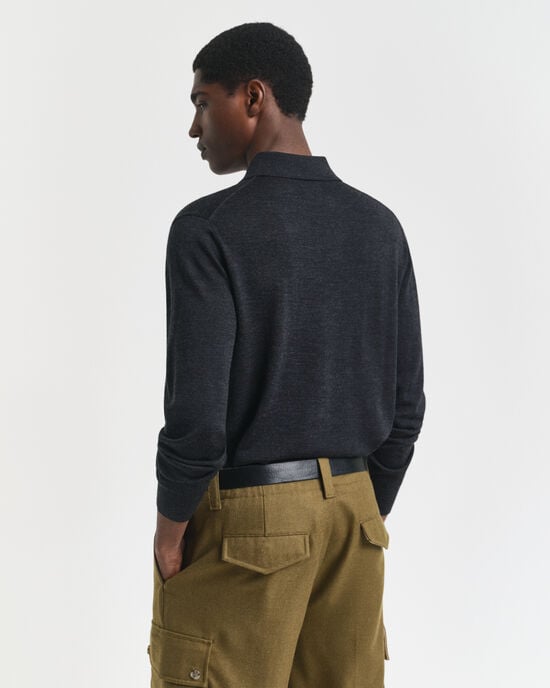 Pull fa&ccedil;on polo en laine m&eacute;rinos extrafine