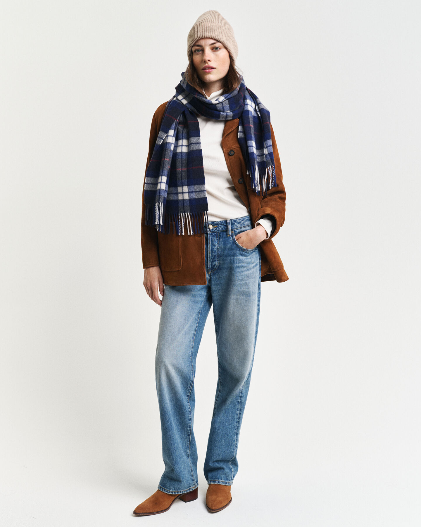 Écharpe en laine à carreaux