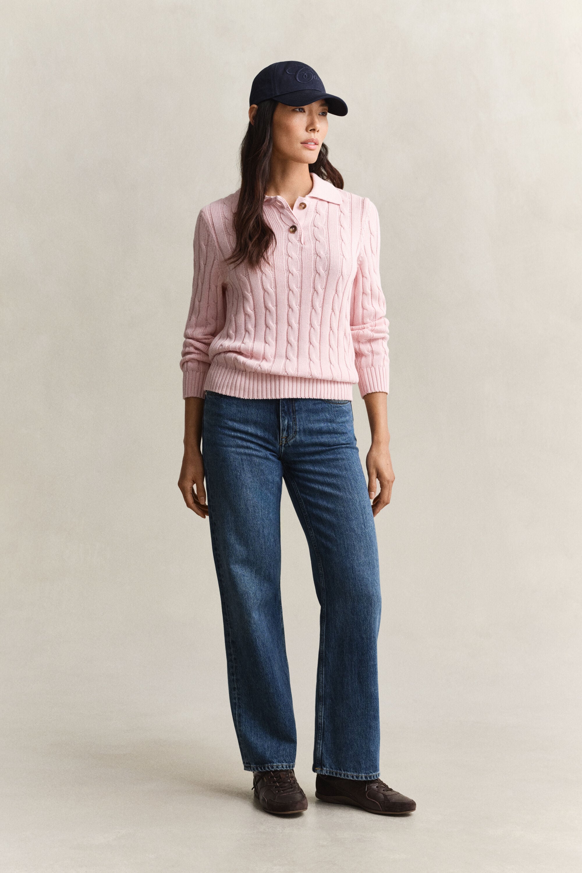 Pull en maille de coton à torsades