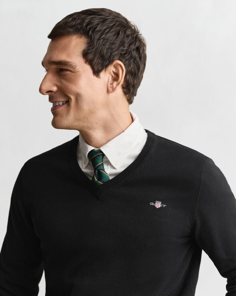 Pull col V en coton classique