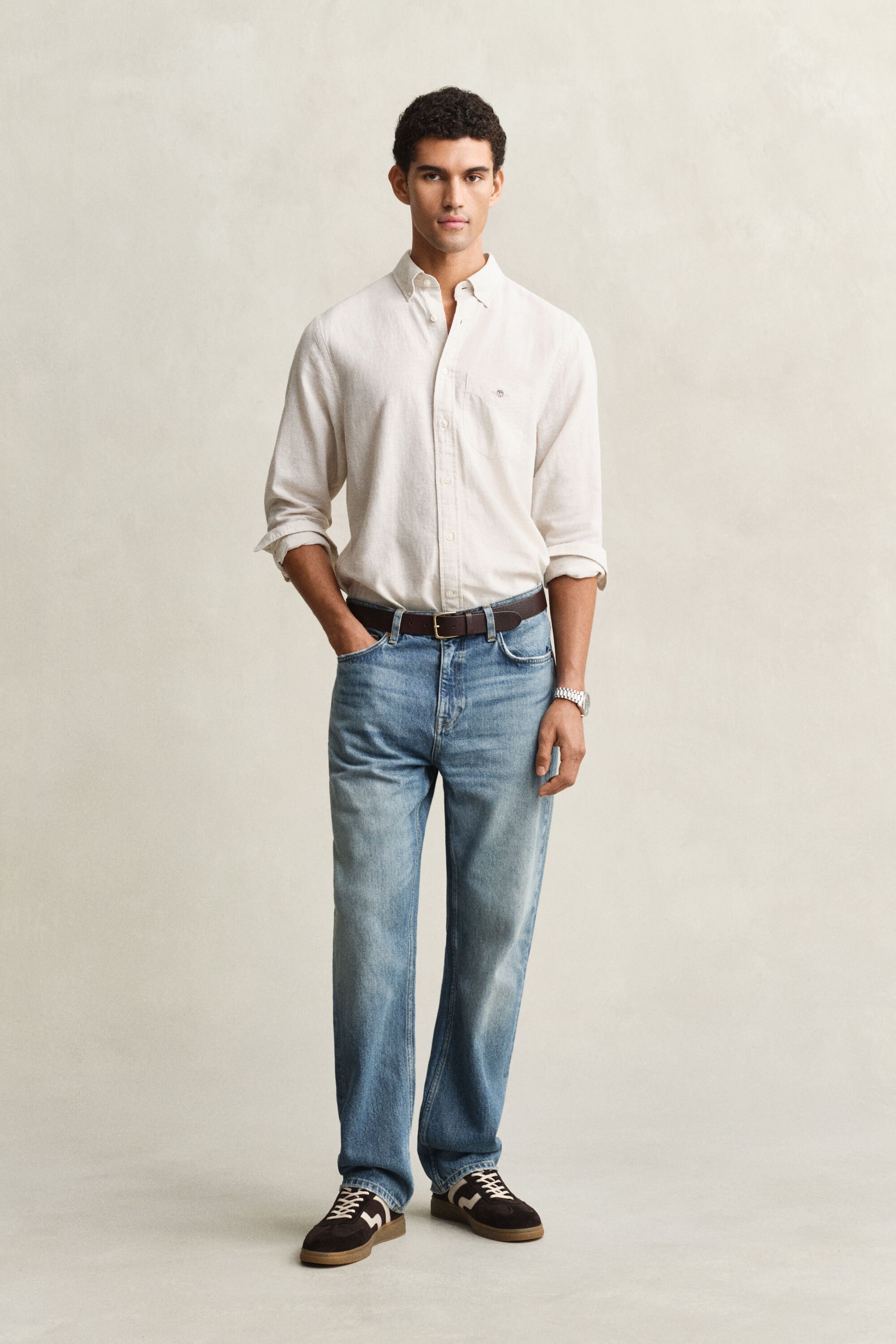 Overhemd van linnenmix