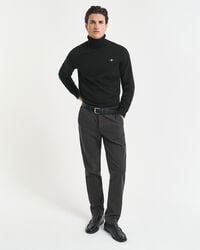 Slim Fit katoenen broek met visgraatmotief
