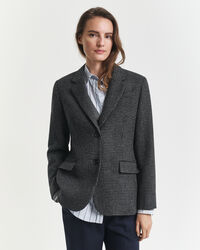 Veste blazer coupe regular en laine à motif pied-de-poule