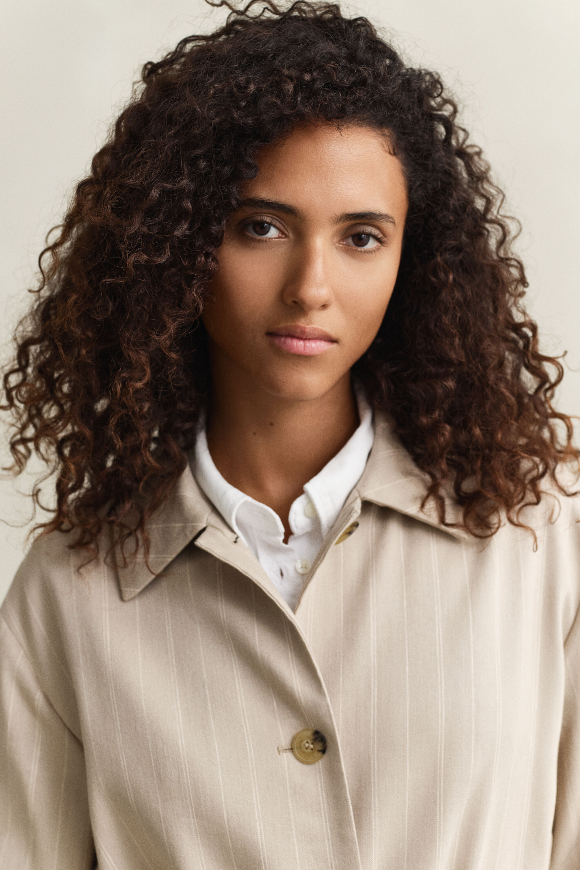 Krijtstreep jas van linnenmix