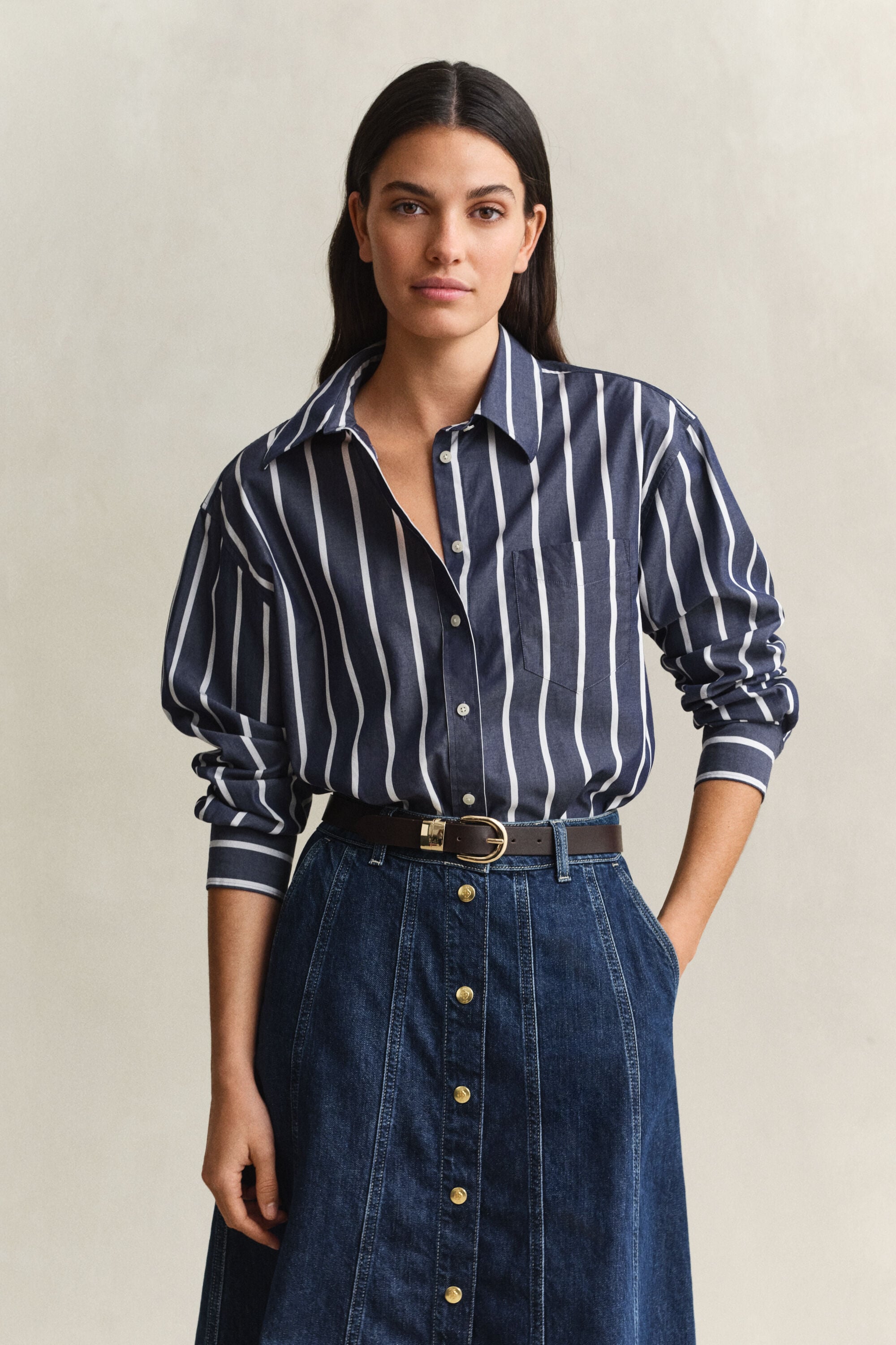 Relaxed Fit klassiek gestreept overhemd van poplin