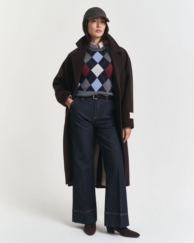 Pull sans manches col rond à motif argyle