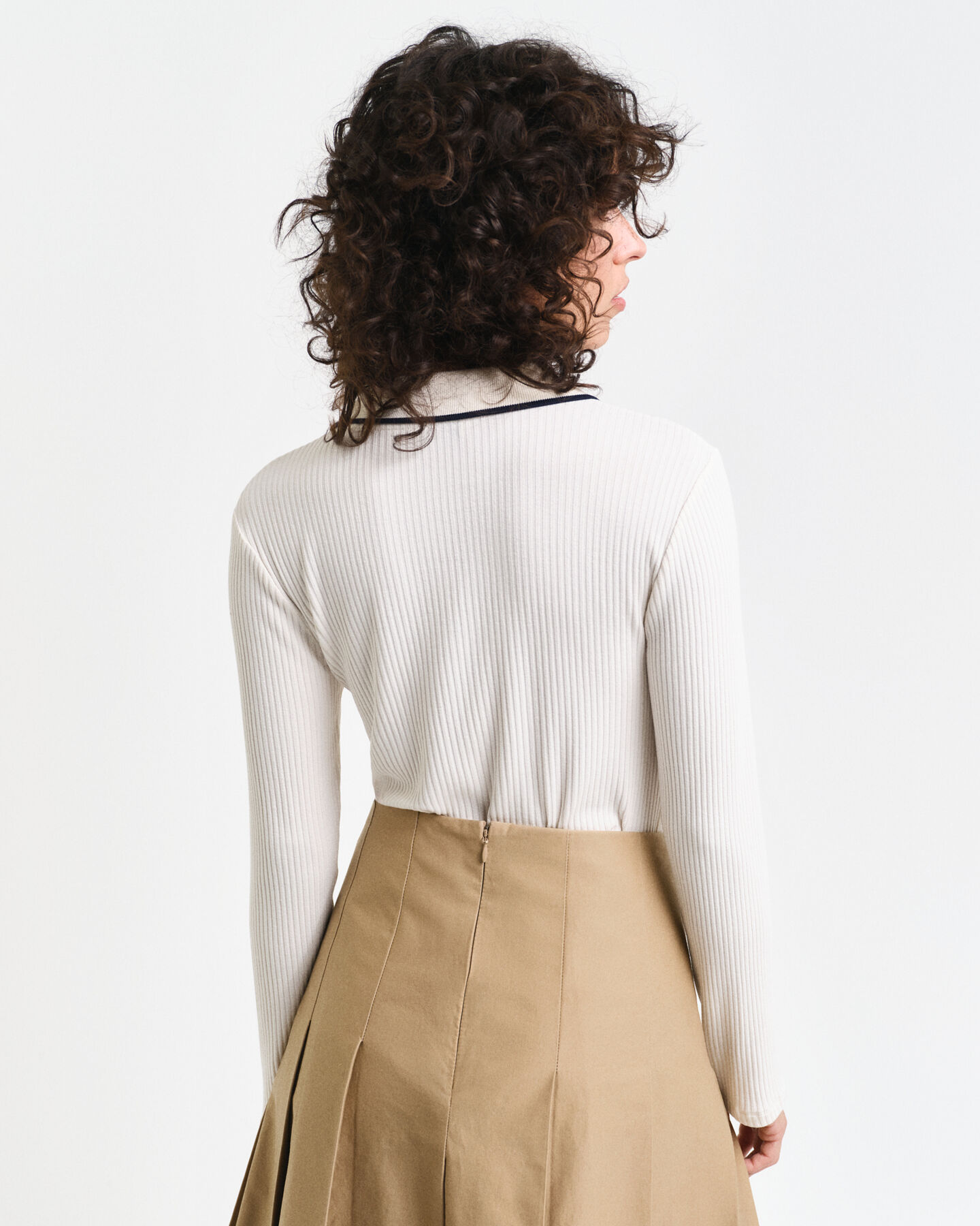 Polo côtelé à manches longues