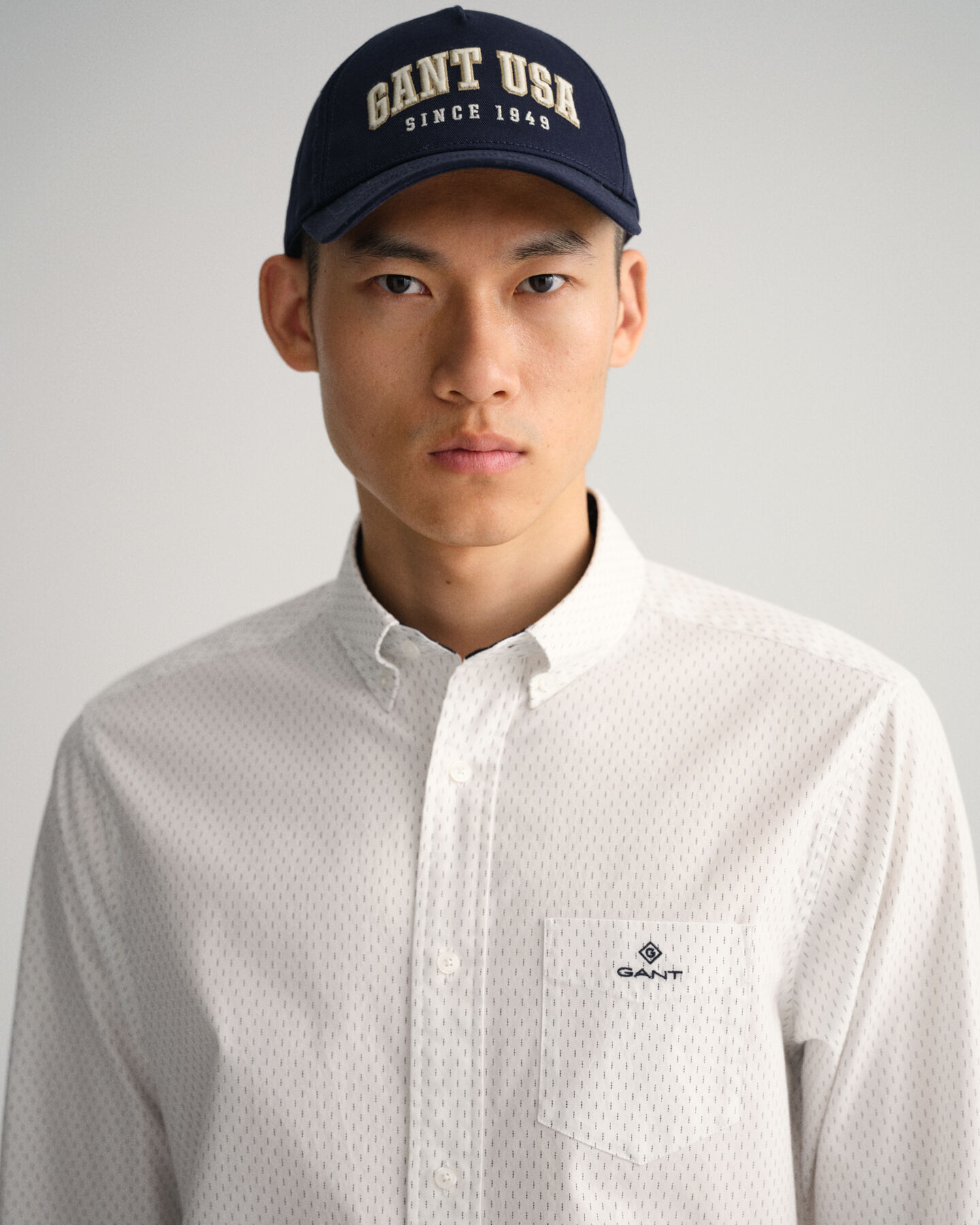 Regular Fit Oxford-hemd met Microprint