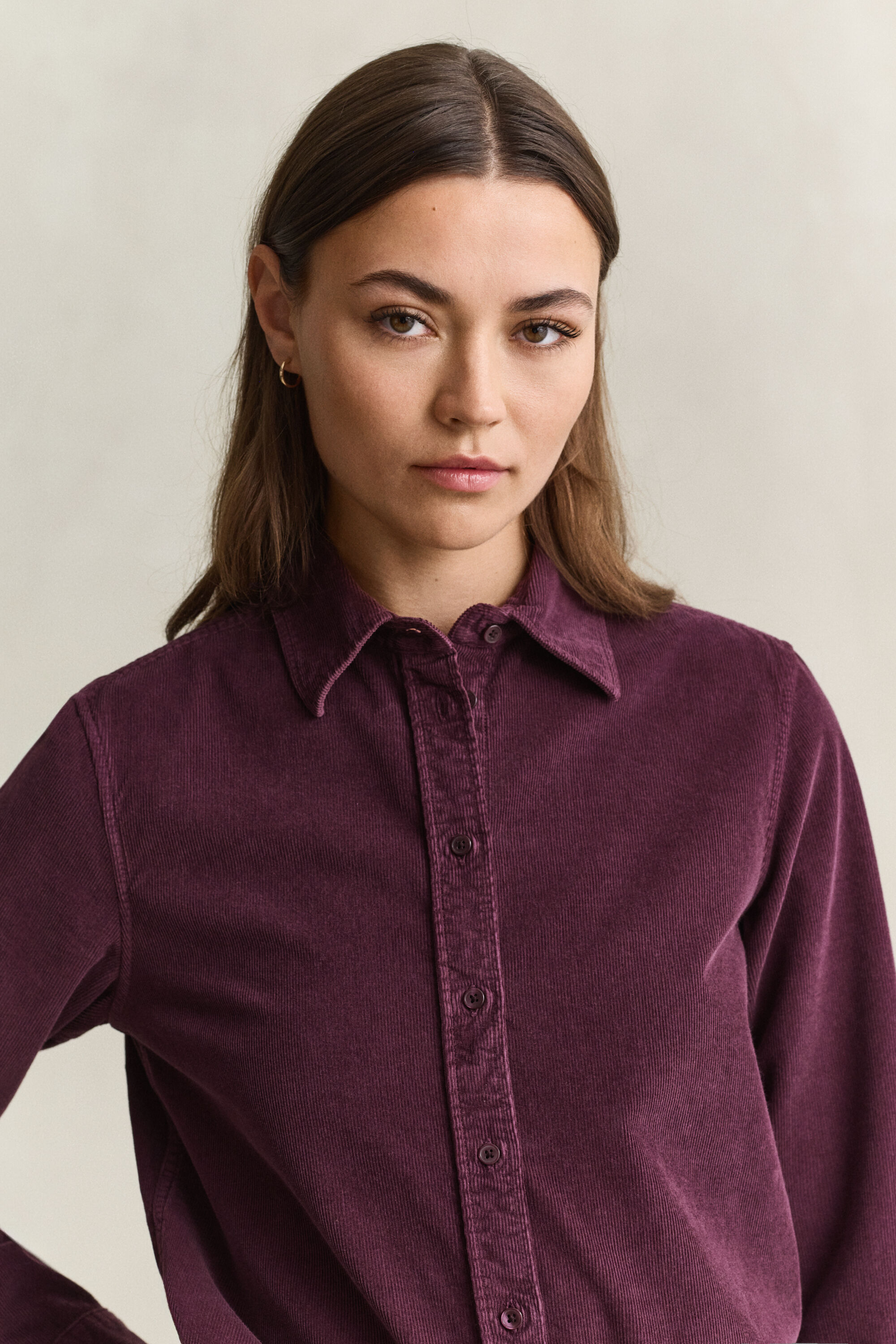 Chemise regular en velours côtelé