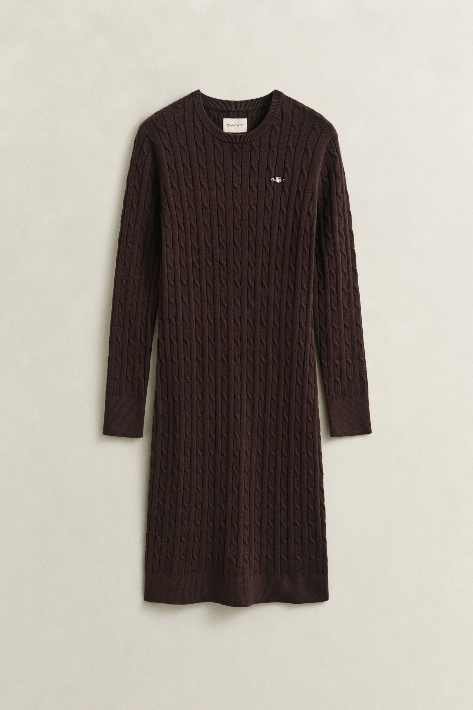 Robe col rond en maille de coton stretch à torsades