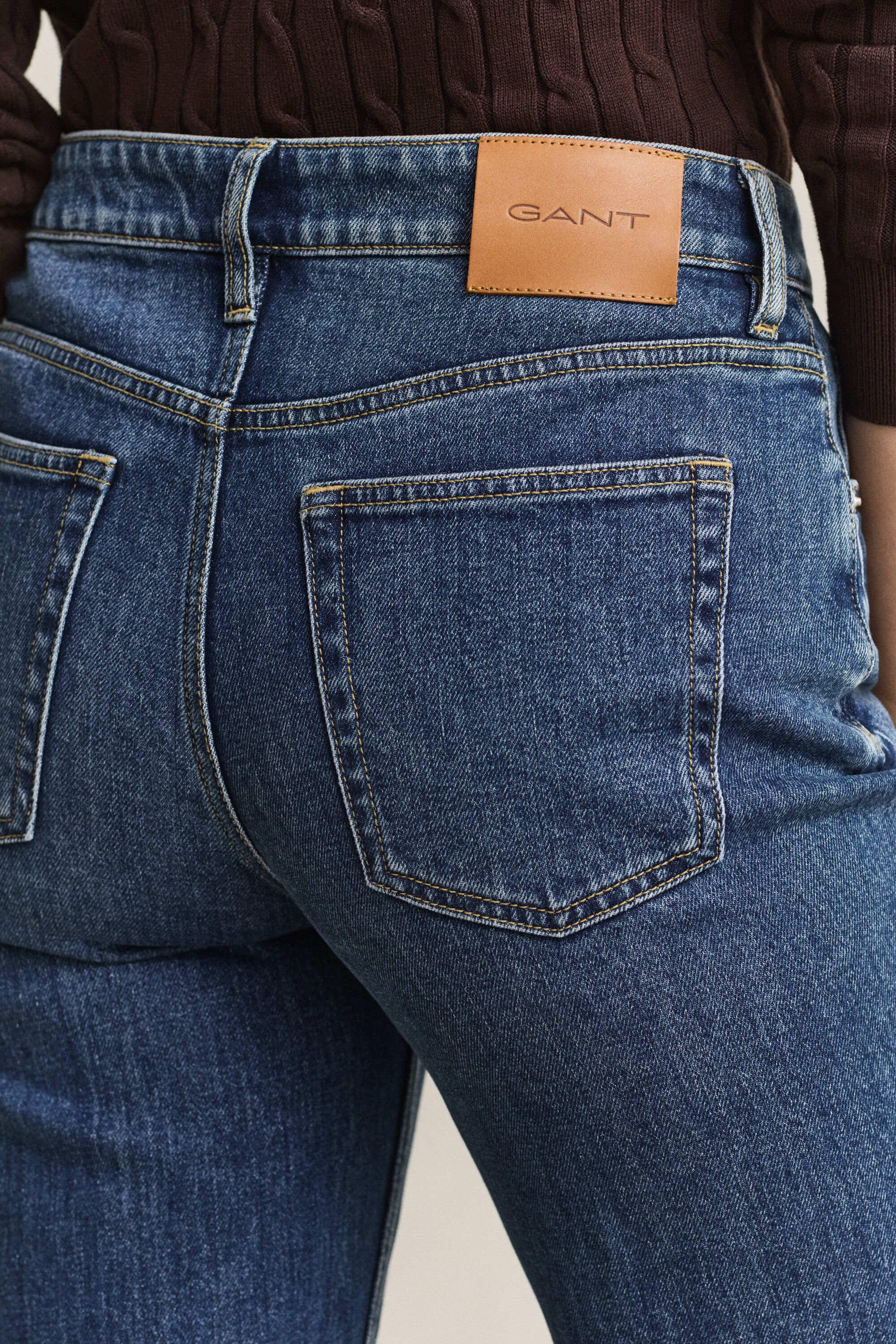 Cropped stretchjeans met rechte pijpen