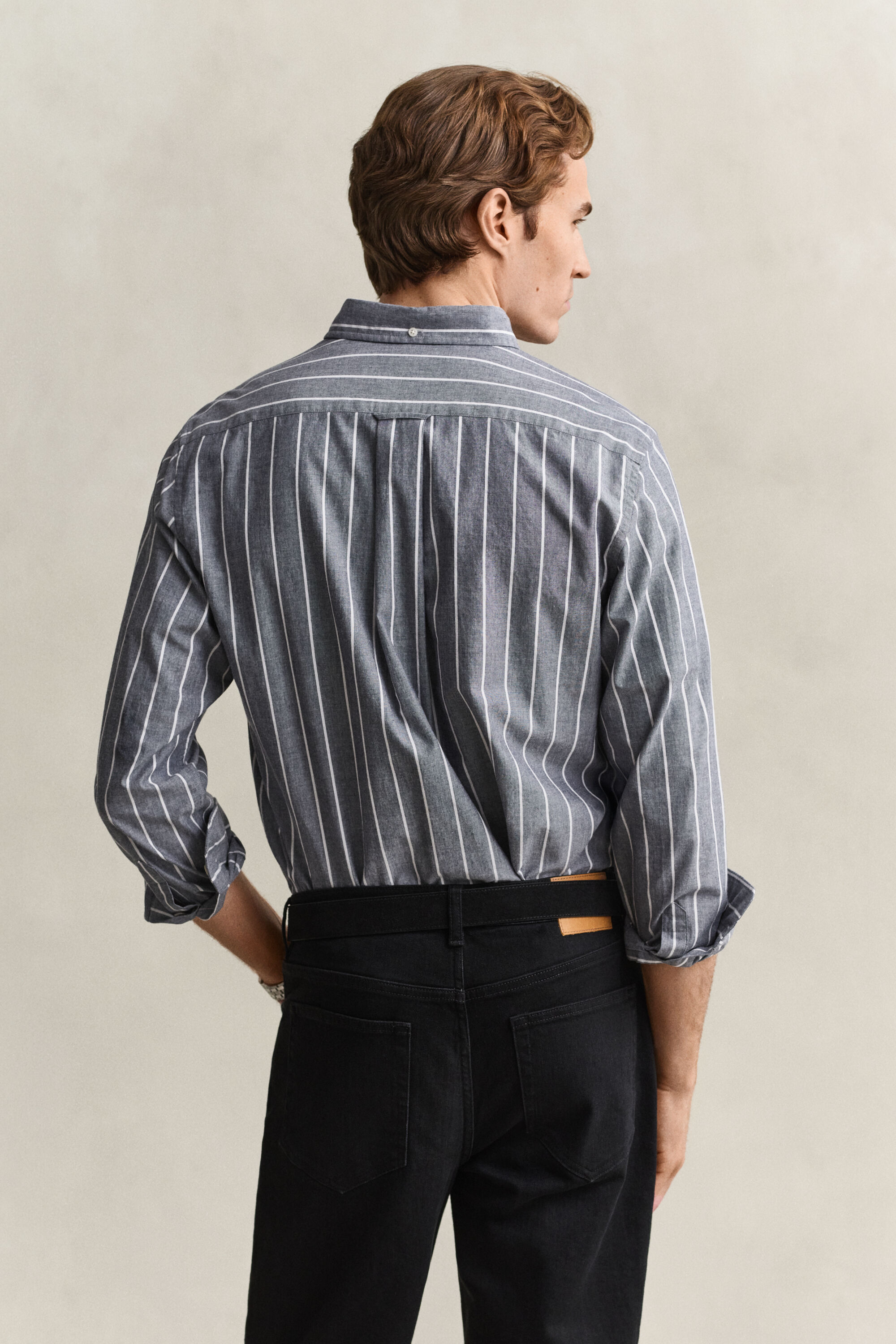 Chemise à rayures en popeline chinée