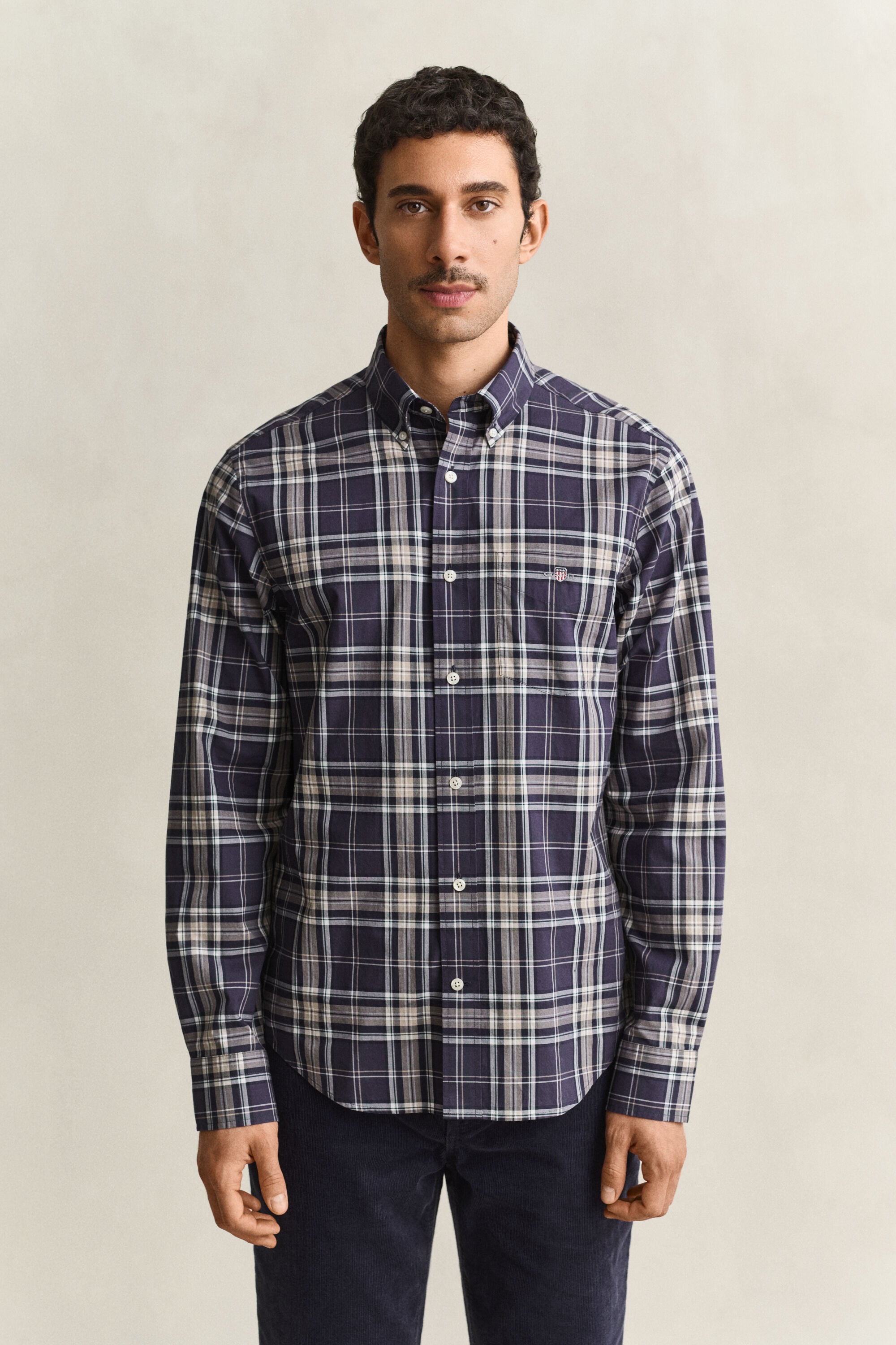 Geruit poplin hemd