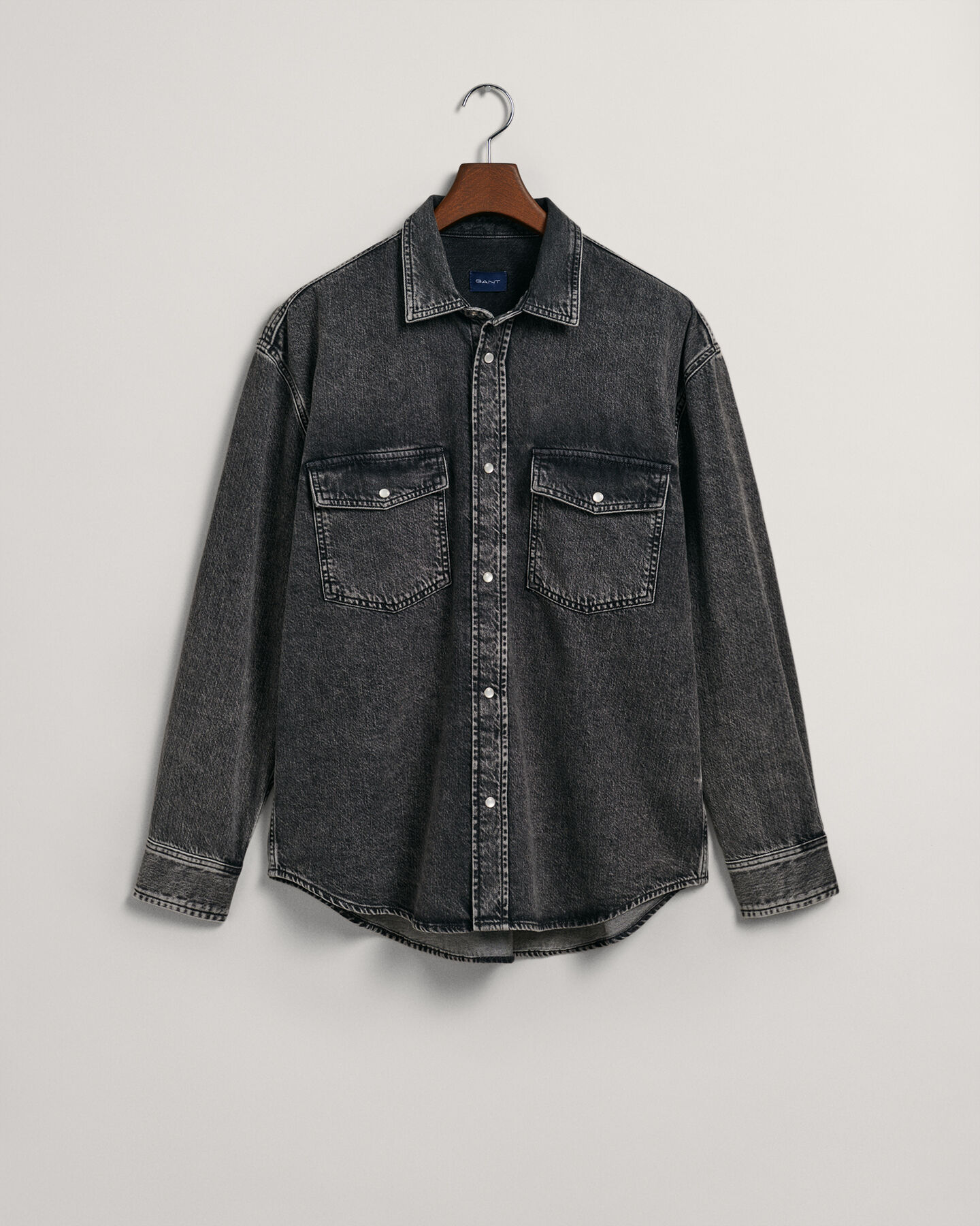 Oversized Heavy overhemd van verwassen denim