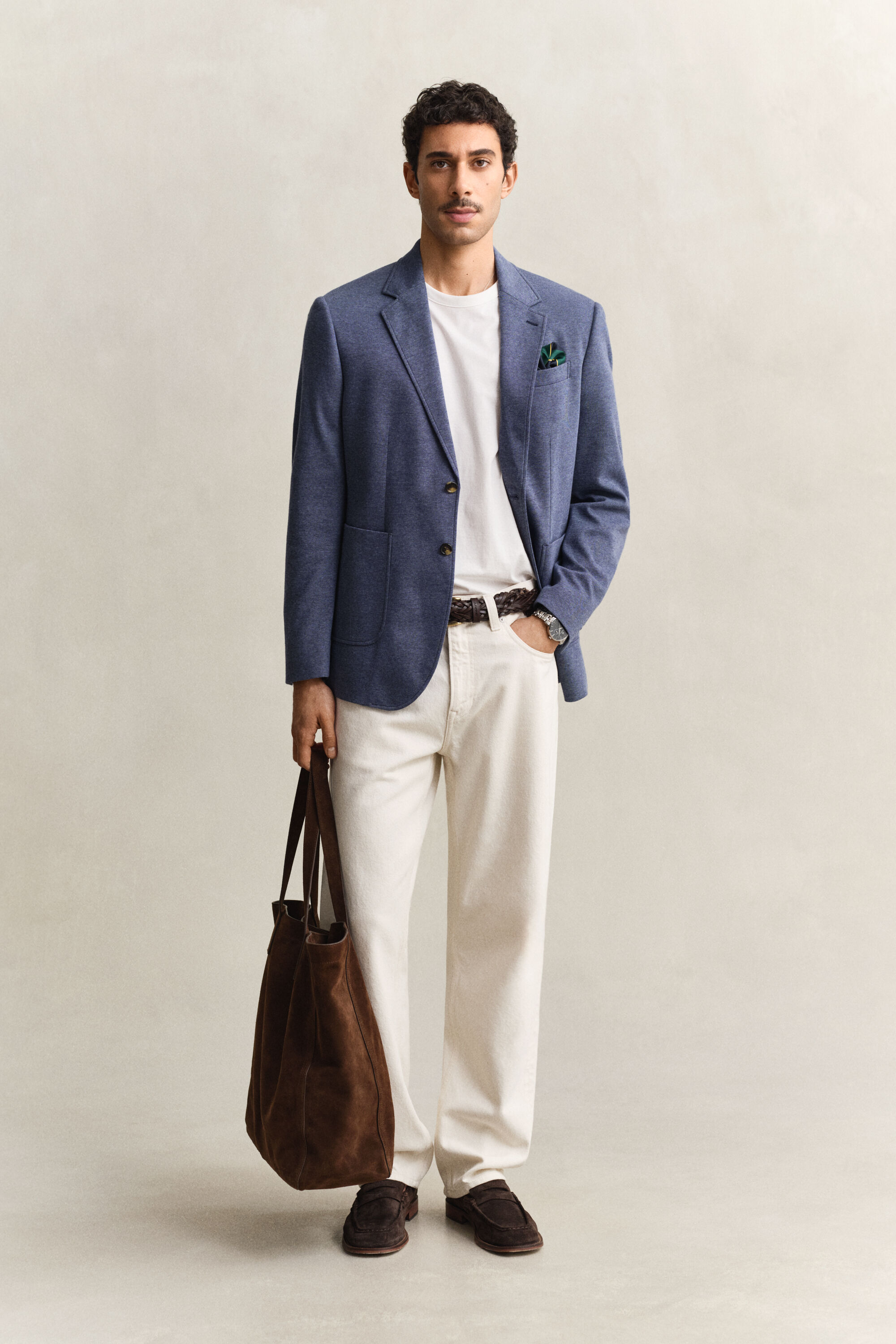 Veste blazer en jersey piqué bicolore