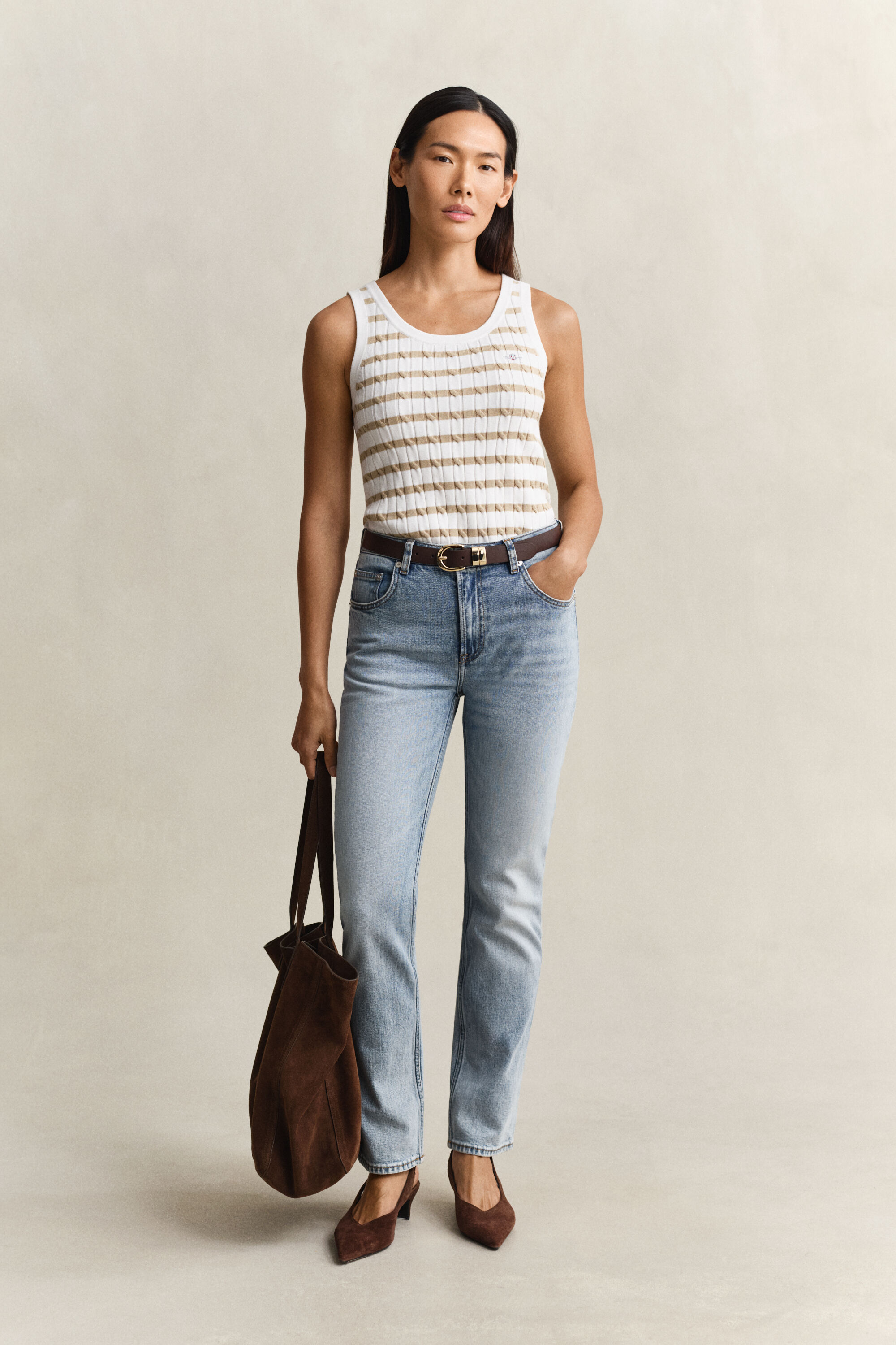 Débardeur en maille torsadée à rayures