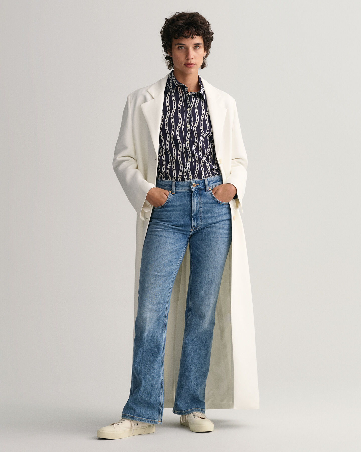 Regular Fit Chain Print overhemd van katoenen voile