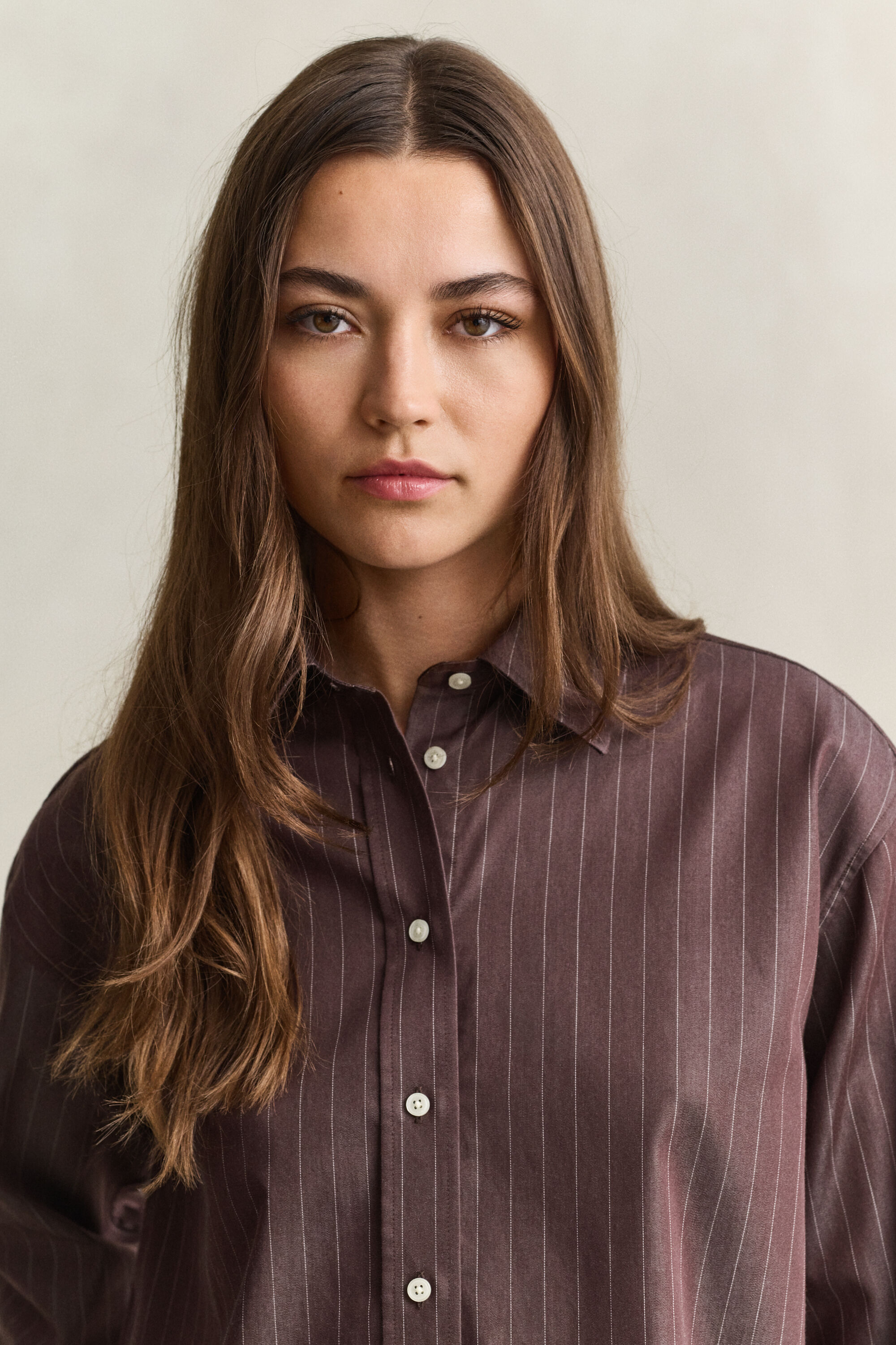 Chemise décontractée en popeline à rayures