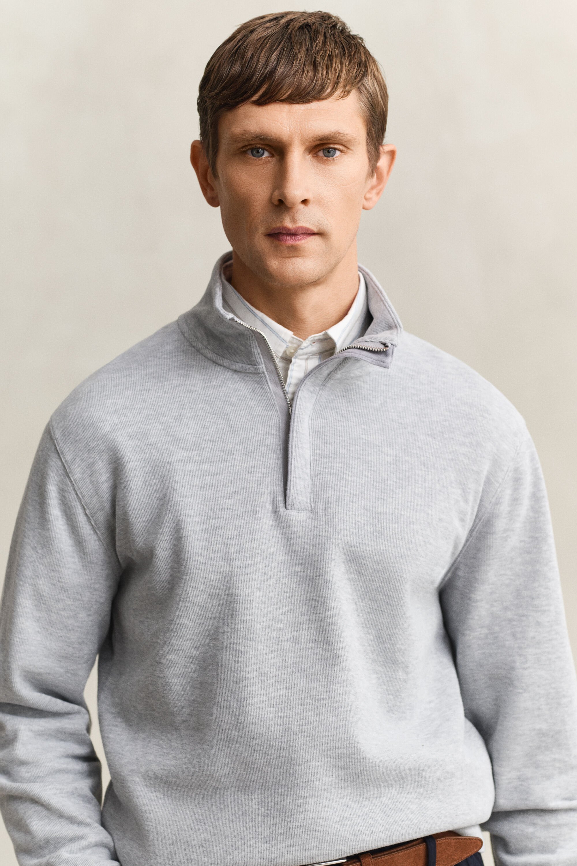 Sacker Rib sweatshirt met korte rits