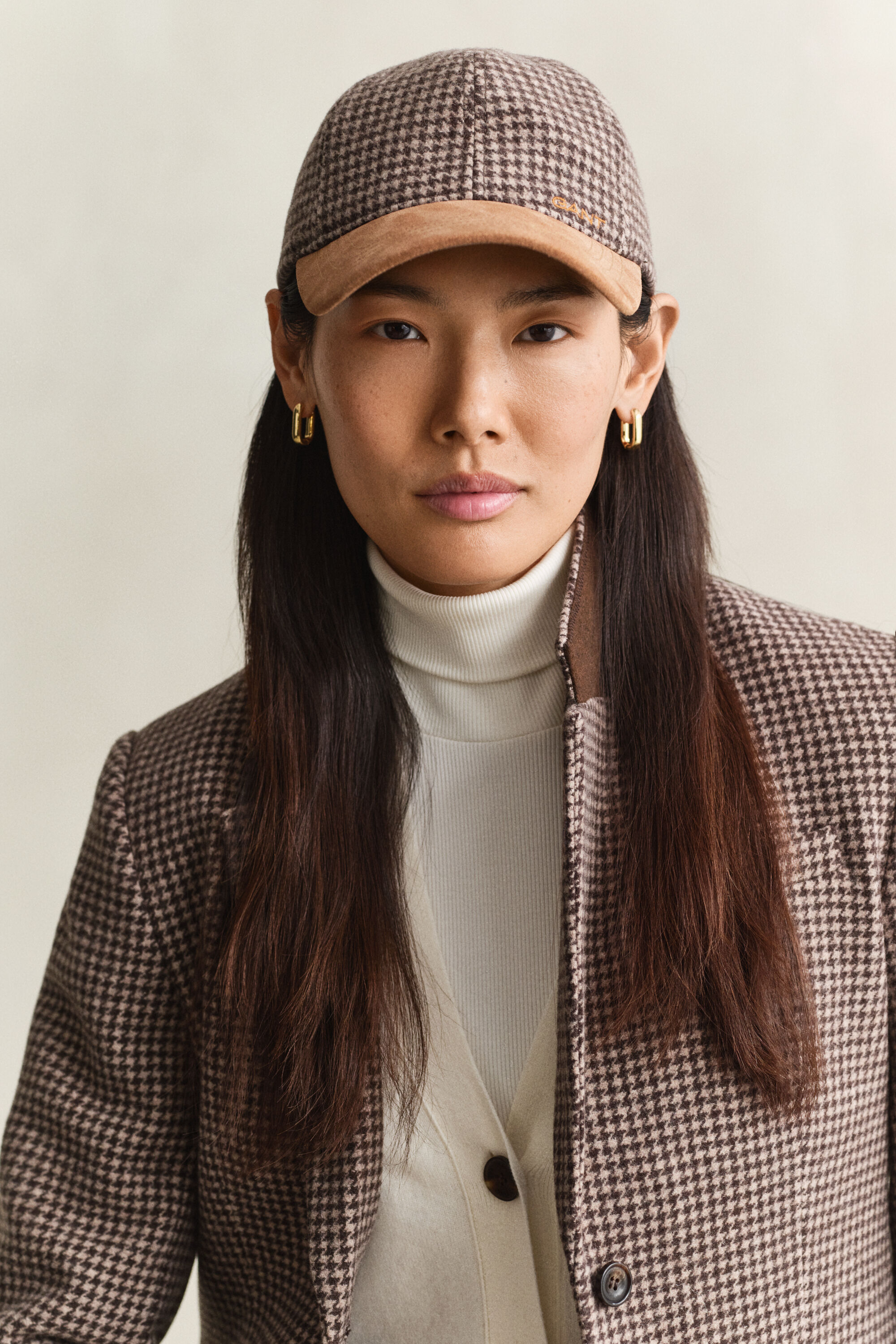 Casquette en laine à carreaux