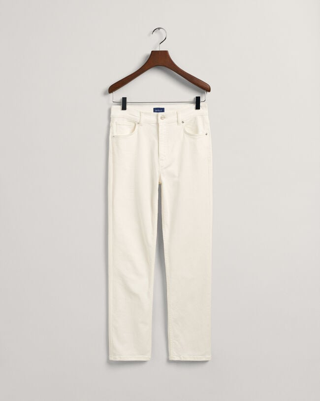 Witte iets kortere Slim Fit jeans