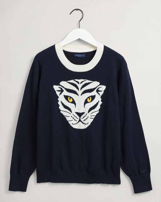 Tigress Intarsia Crew Neck Sweater