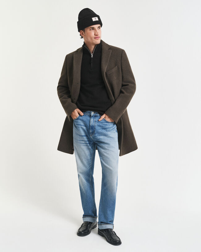 Pull à demi-zip en laine d'agneau ultra-fine