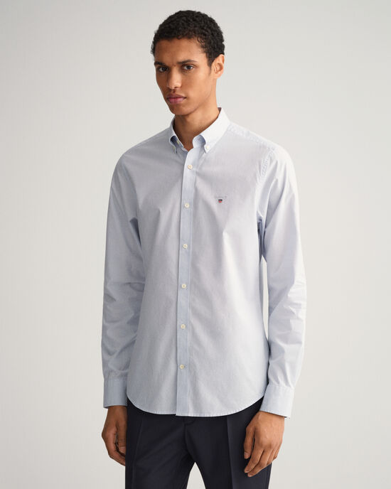 Chemise slim fit en popeline de coton