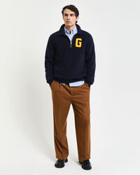 Graphic fleece trui met korte rits