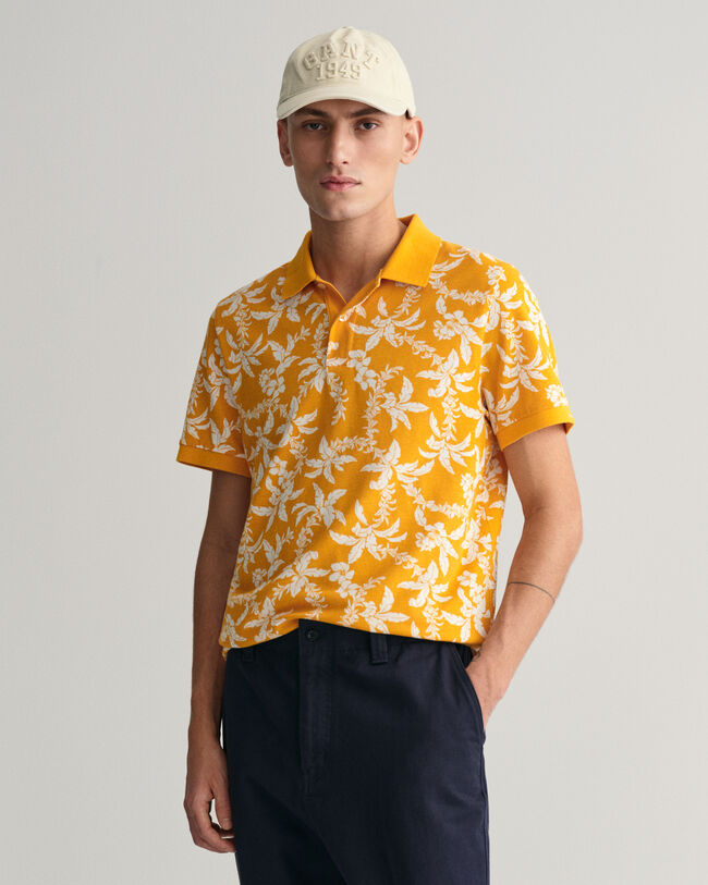 Polo en coton piqu&eacute; Palm Lei Print
