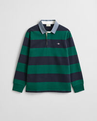 Gestreepte Heavy Rugger met chambray kraag