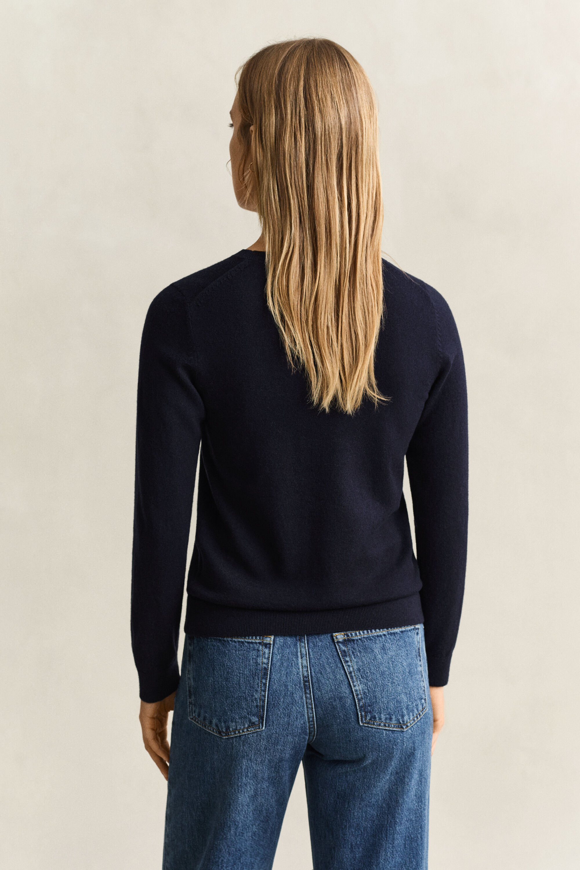 Pull col rond en laine et coton