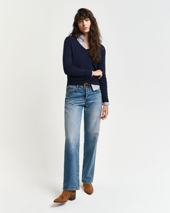 Pull col V en maille fine