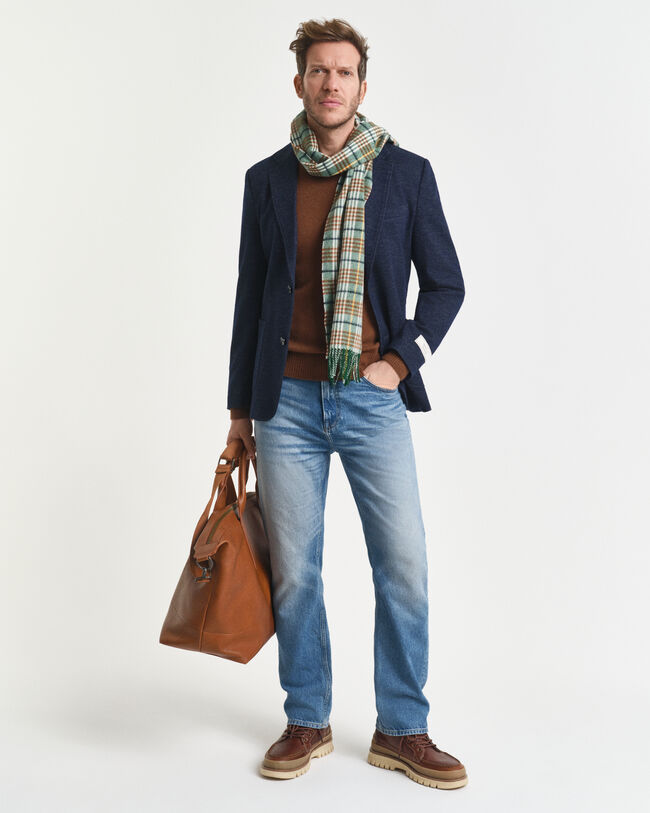 Tweekleurige jersey jas van wol en katoen