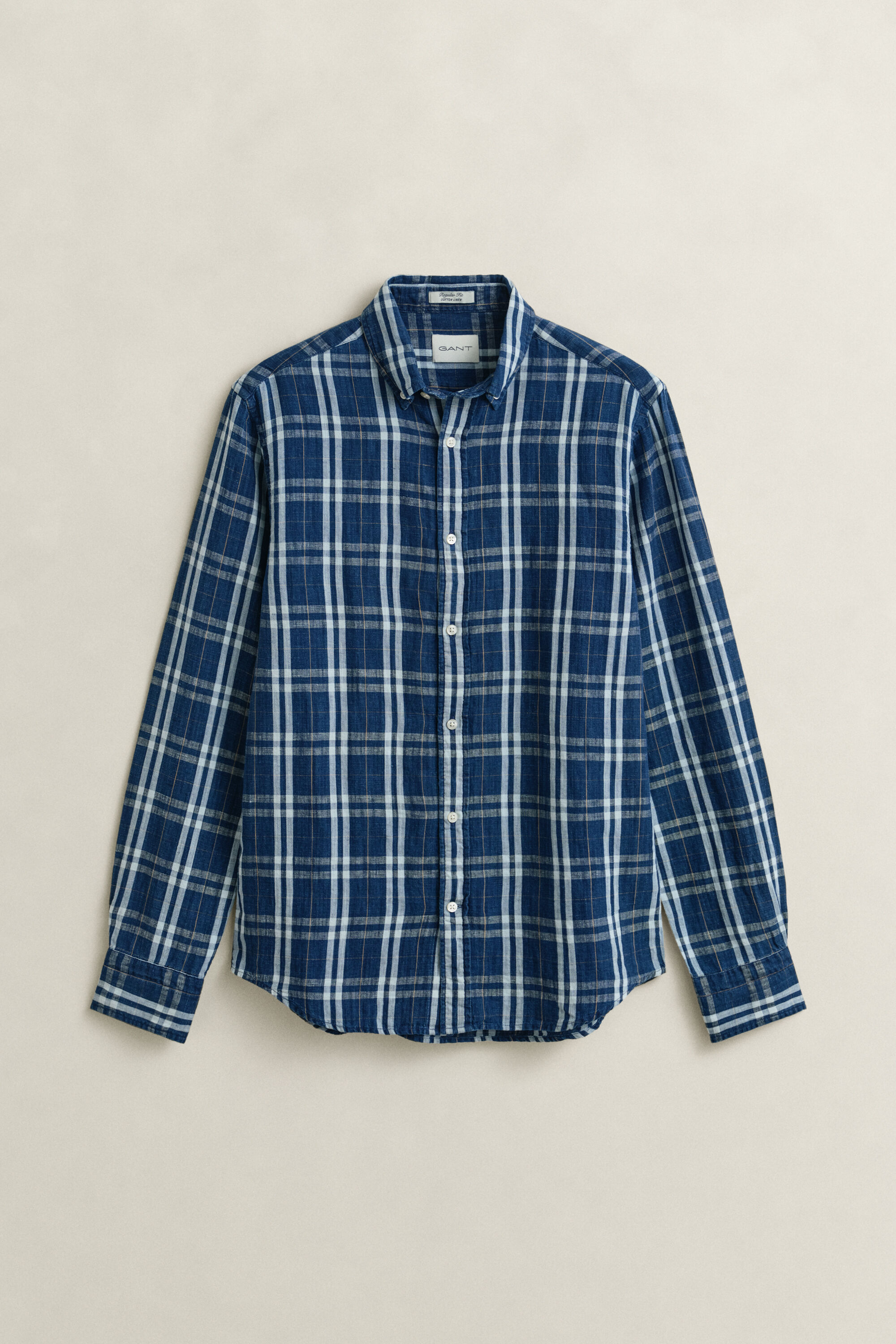 Chemise en coton et lin à carreaux