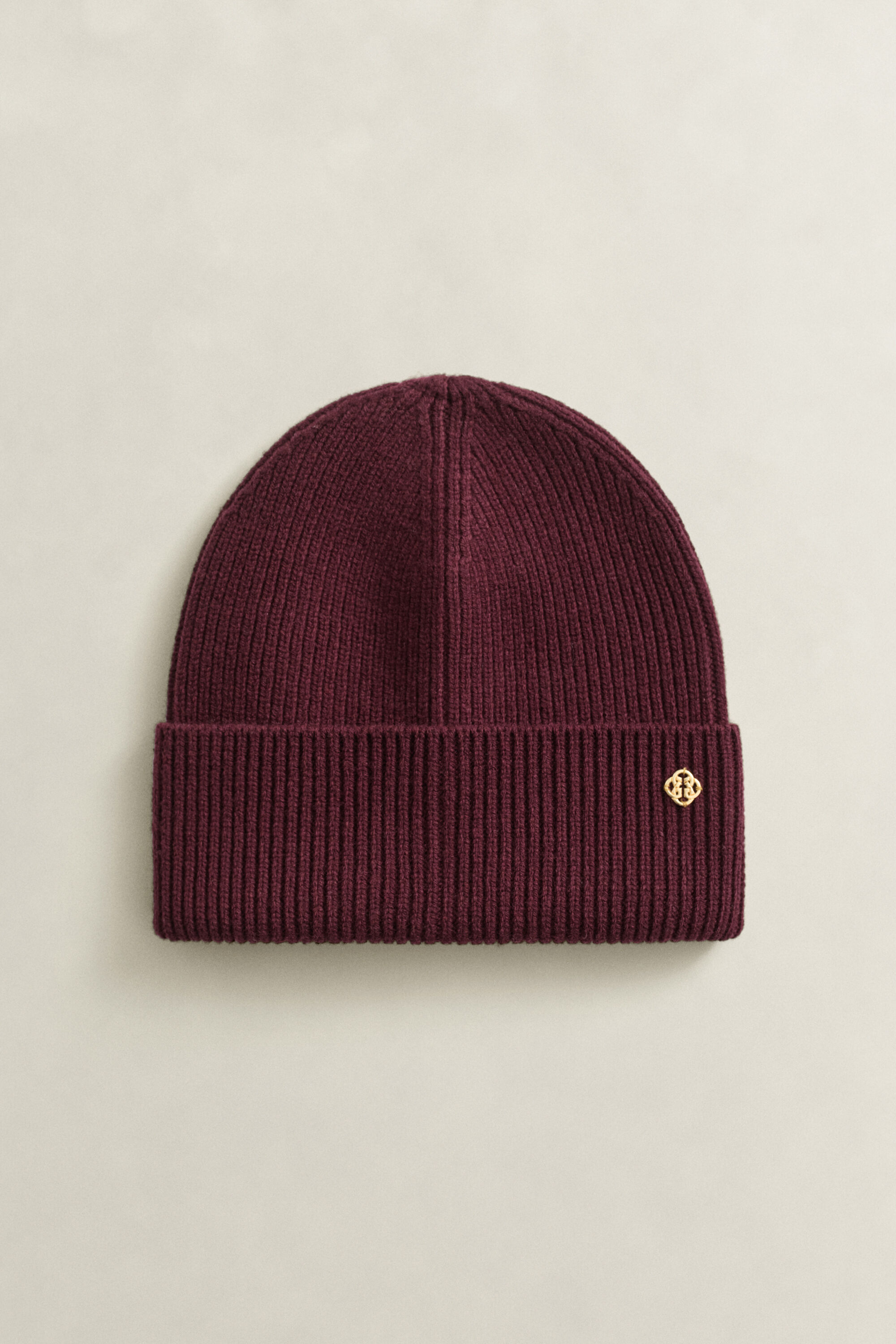 Beanie van geribde wol