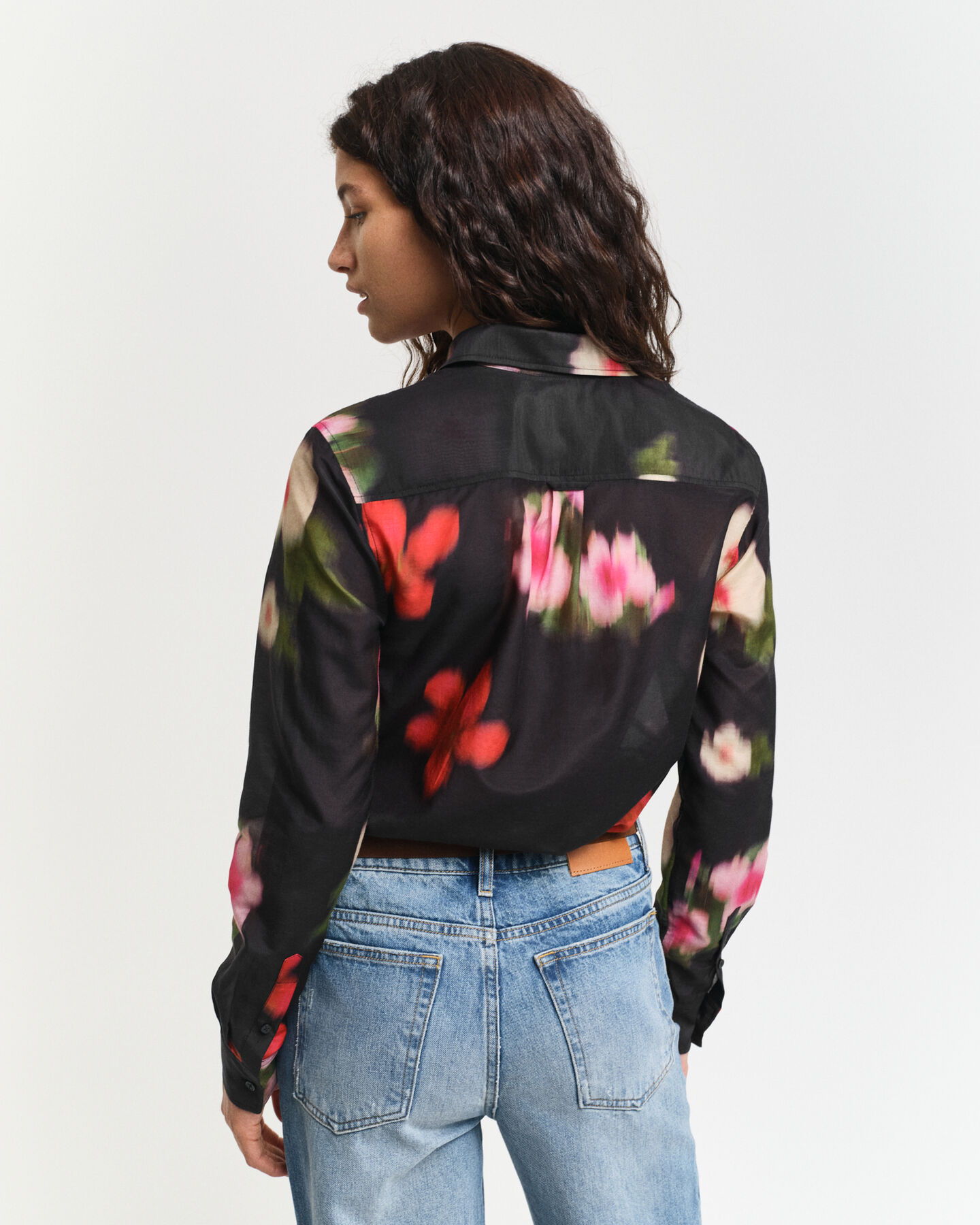 Regular Fit hemd van katoen en zijde met bloemen