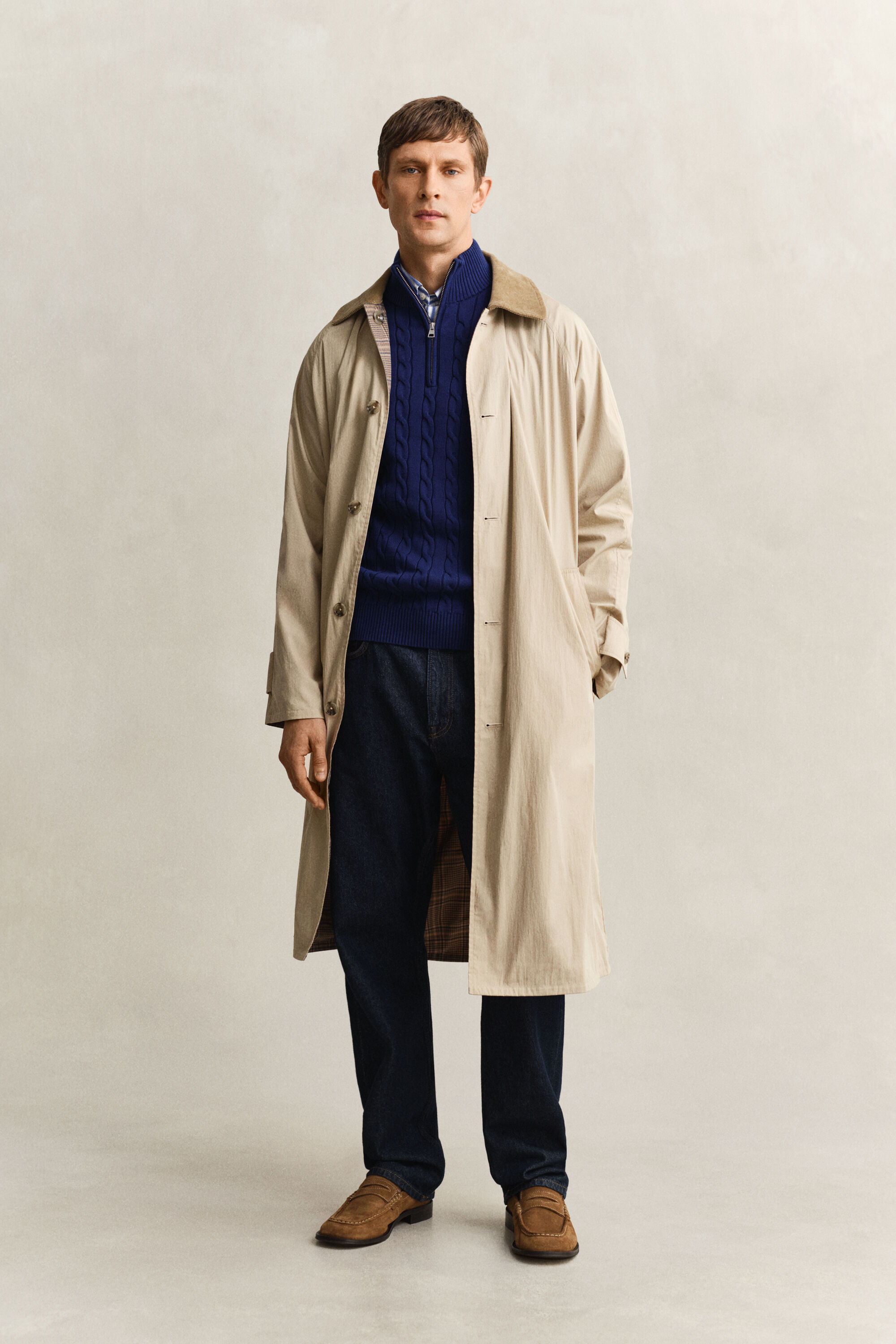 Pull à demi-zip en maille de coton torsadée