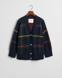 Cardigan col V à carreaux